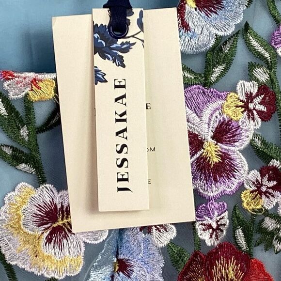Jessakae Fit Flare Dress Women 3X Blue Multi Ava Floral Embroidery Sleeveles NEW - Picture 7 of 12